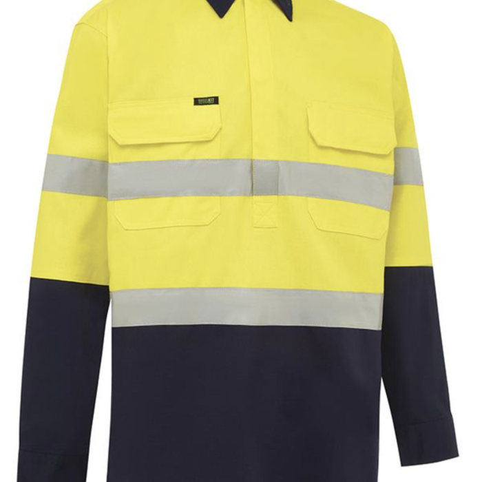 Hi Vis 2 Tone Lightweight Closed Front Long Sleeve Gussett Cuff Taped Shirt